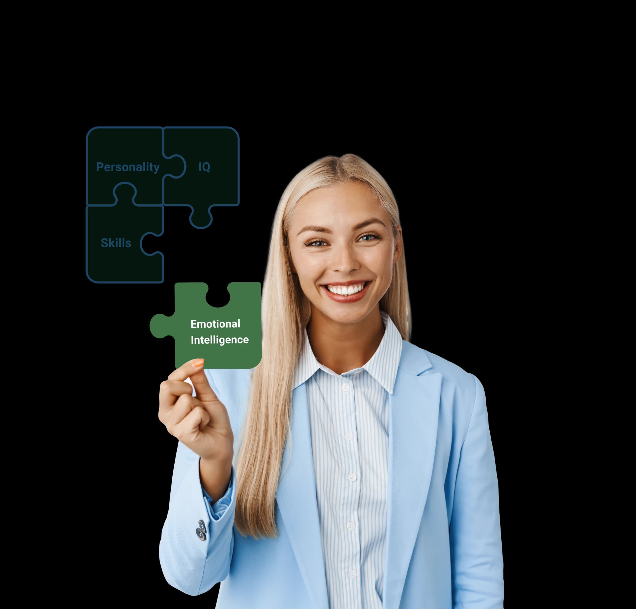 woman holding a puzzle piece